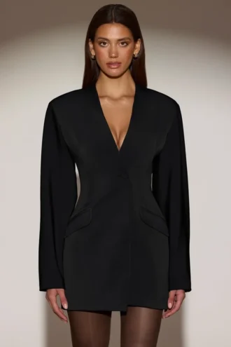 Abito mini blazer monopetto Azelie in nero