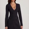 Abito mini blazer strutturato monopetto Samantae in nero Abito mini blazer strutturato monopetto Samantae in nero