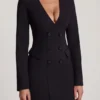 Abito mini blazer strutturato monopetto Samantae in nero Abito mini blazer strutturato monopetto Samantae in nero