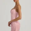 Abito mini drappeggiato con decorazioni semi-trasparente Connie in rosa Abito mini drappeggiato con decorazioni semi-trasparente Connie in rosa