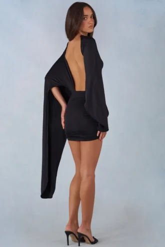 Abito mini drappeggiato Lida in nero