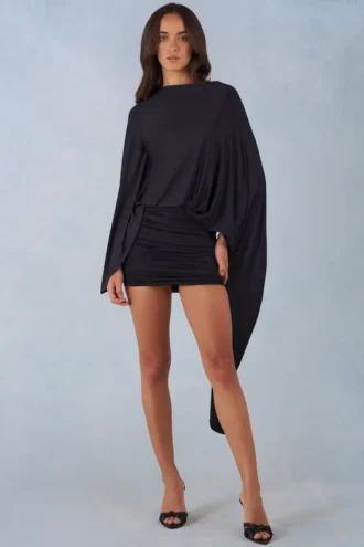 Abito mini drappeggiato Lida in nero