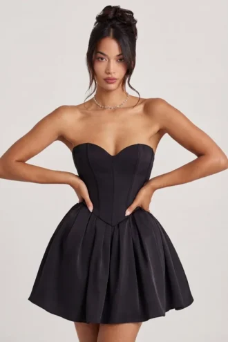 Abito mini in tulle Emeline Corset in nero corvino