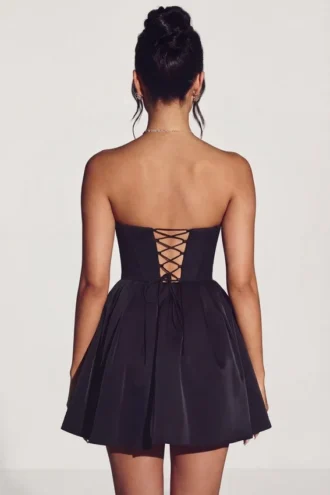Abito mini in tulle Emeline Corset in nero corvino