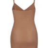 Abito mini intimo in morbida rete con scollo a V, color miele Abito mini intimo in morbida rete con scollo a V, color miele