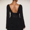 Abito mini svasato con corpetto decorato in chiffon Reinara, nero Abito mini svasato con corpetto decorato in chiffon Reinara, nero