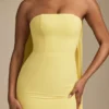 Abito senza spalline con dettagli a sciarpa Imogene in giallo pastello Abito senza spalline con dettagli a sciarpa Imogene in giallo pastello