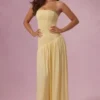 Abito senza spalline in jersey Evelina in giallo burro Abito senza spalline in jersey Evelina in giallo burro