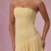 Abito senza spalline in jersey Evelina in giallo burro Abito senza spalline in jersey Evelina in giallo burro
