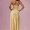 Abito senza spalline in jersey Evelina in giallo burro Abito senza spalline in jersey Evelina in giallo burro