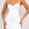 Aldona Abito da sera in jersey elasticizzato con dettagli a rosa, bianco Aldona Abito da sera in jersey elasticizzato con dettagli a rosa, bianco