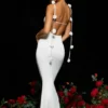 Aldona Abito da sera in jersey elasticizzato con dettagli a rosa, bianco Aldona Abito da sera in jersey elasticizzato con dettagli a rosa, bianco