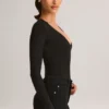 Body a maniche lunghe con scollo profondo in modal Elodie, colore nero Body a maniche lunghe con scollo profondo in modal Elodie, colore nero