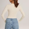 Body a maniche lunghe Elodie Modal Plunge in avorio Body a maniche lunghe Elodie Modal Plunge in avorio