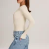 Body a maniche lunghe Elodie Modal Plunge in avorio Body a maniche lunghe Elodie Modal Plunge in avorio