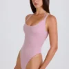 Body a strati con spalline incrociate in jersey di cotone elasticizzato, color malva Body a strati con spalline incrociate in jersey di cotone elasticizzato, color malva