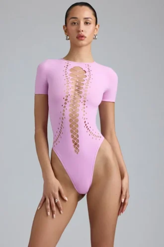 Body allacciato Raine in rosa violetto