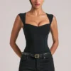 Body Ayla con scollo a cuore in nero Body Ayla con scollo a cuore in nero