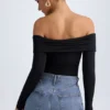 Body Ceyln in TENCEL™ Modal con spalle scoperte e arricciature, colore nero Body Ceyln in TENCEL™ Modal con spalle scoperte e arricciature, colore nero