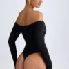 Body Ceyln in TENCEL™ Modal con spalle scoperte e arricciature, colore nero Body Ceyln in TENCEL™ Modal con spalle scoperte e arricciature, colore nero