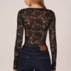 Body con lacci a maniche lunghe Letizia in nero