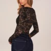 Body con lacci a maniche lunghe Letizia in nero