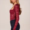 Body con pizzo a maniche lunghe Letizia in rosso ciliegia Body con pizzo a maniche lunghe Letizia in rosso ciliegia