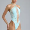 Body estivo con scollo all’americana e allacciatura in blu ghiaccio Body estivo con scollo all’americana e allacciatura in blu ghiaccio