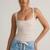 Body Jolla in Modal con scollo quadrato a righe rosa e gialle Body Jolla in Modal con scollo quadrato a righe rosa e gialle