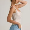 Body Jolla in Modal con scollo quadrato a righe rosa e gialle Body Jolla in Modal con scollo quadrato a righe rosa e gialle