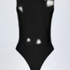 Body Siana in vinile lucido con scollo a V, colore nero Body Siana in vinile lucido con scollo a V, colore nero