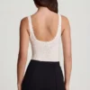 Body Zayla in pizzo trasparente con scollo a V smerlato, colore bianco Body Zayla in pizzo trasparente con scollo a V smerlato, colore bianco