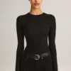 Body Ziva in modal a maniche lunghe con scollo rotondo, nero Body Ziva in modal a maniche lunghe con scollo rotondo, nero