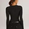 Body Ziva in modal a maniche lunghe con scollo rotondo, nero Body Ziva in modal a maniche lunghe con scollo rotondo, nero