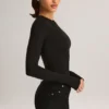 Body Ziva in modal a maniche lunghe con scollo rotondo, nero Body Ziva in modal a maniche lunghe con scollo rotondo, nero