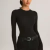 Body Ziva in modal a maniche lunghe con scollo rotondo, nero Body Ziva in modal a maniche lunghe con scollo rotondo, nero