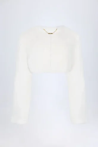 Bolero corto in pelliccia sintetica Almerinda, bianco