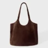 Borsa tote in pelle scamosciata color espresso Borsa tote in pelle scamosciata color espresso