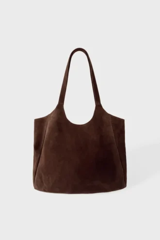 Borsa tote in pelle scamosciata color espresso Borsa tote in pelle scamosciata color espresso