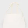 Borsa tote in velluto a coste con fiocco, color avorio Borsa tote in velluto a coste con fiocco, color avorio