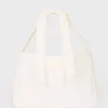 Borsa tote in velluto a coste con fiocco, color avorio Borsa tote in velluto a coste con fiocco, color avorio