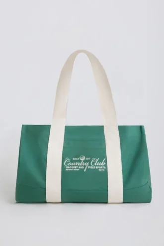 Borsa tote oversize in tela verde