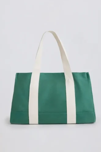 Borsa tote oversize in tela verde
