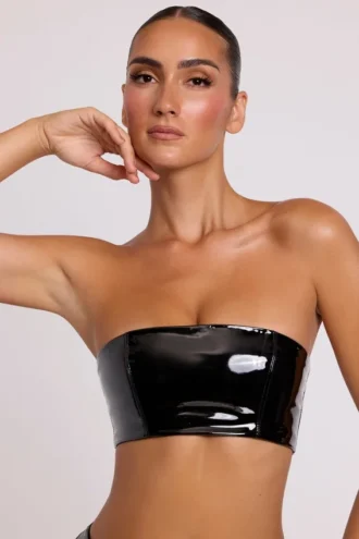 Bralette a fascia in vinile Jadis in nero