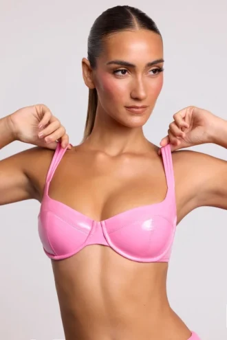 Bralette con ferretto in vinile Estelle in rosa