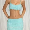 Bralette con frange Aerin in blu acqua Bralette con frange Aerin in blu acqua