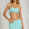 Bralette con frange Aerin in blu acqua Bralette con frange Aerin in blu acqua
