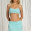 Bralette con frange Aerin in blu acqua Bralette con frange Aerin in blu acqua