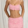 Bralette con frange Aerin in rosa zucchero filato Bralette con frange Aerin in rosa zucchero filato