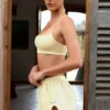 Bralette con scollo quadrato in giallo limone